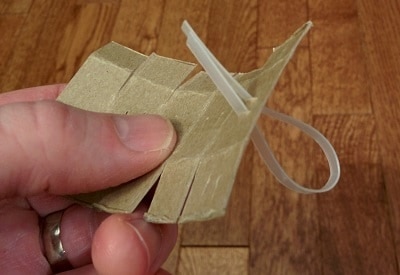 inserting the loop for the sputnik diy cat toy